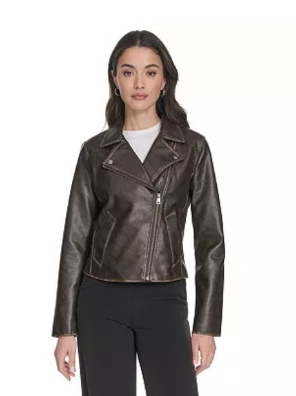 Levi's Dark Brown Faux Leather Asymmetrical Zip Moto Jacket